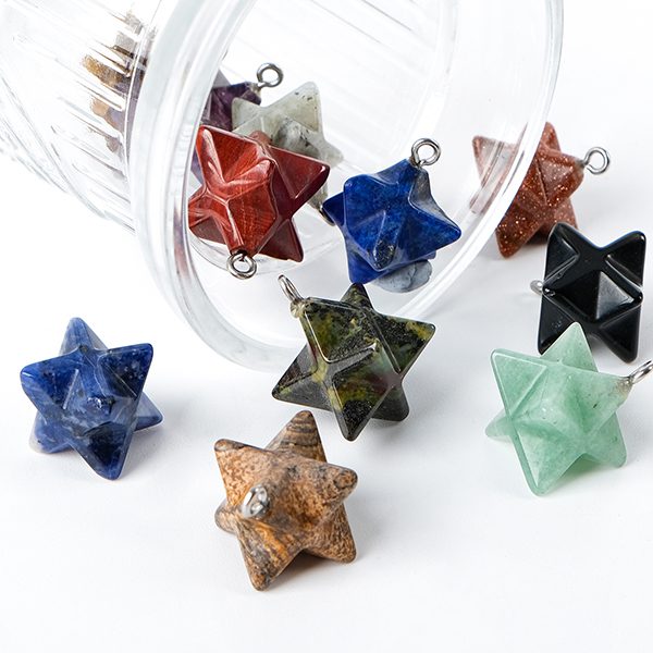 Semiprecious stone merkabah star pendant